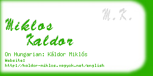 miklos kaldor business card